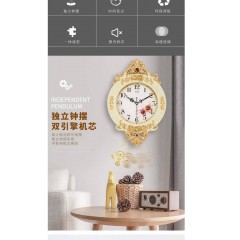 歐式創(chuàng)意客廳靜音掛鐘時尚藝術(shù)石英鐘時鐘臥室壁搖擺豪華鐘表