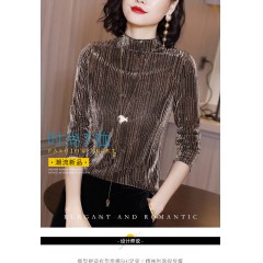 2019秋冬新款加絨/不加絨 T恤女韓版氣質(zhì)立領修身打底衫長袖上衣