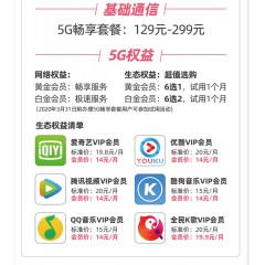中國電信 129元套餐  【下訂單，中國郵政快遞包郵到家?！? width=