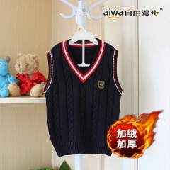 寶寶毛衣加絨加厚馬甲兒童童裝秋冬保暖毛線(xiàn)背心男女童中大童坎肩