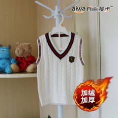 寶寶毛衣加絨加厚馬甲兒童童裝秋冬保暖毛線(xiàn)背心男女童中大童坎肩